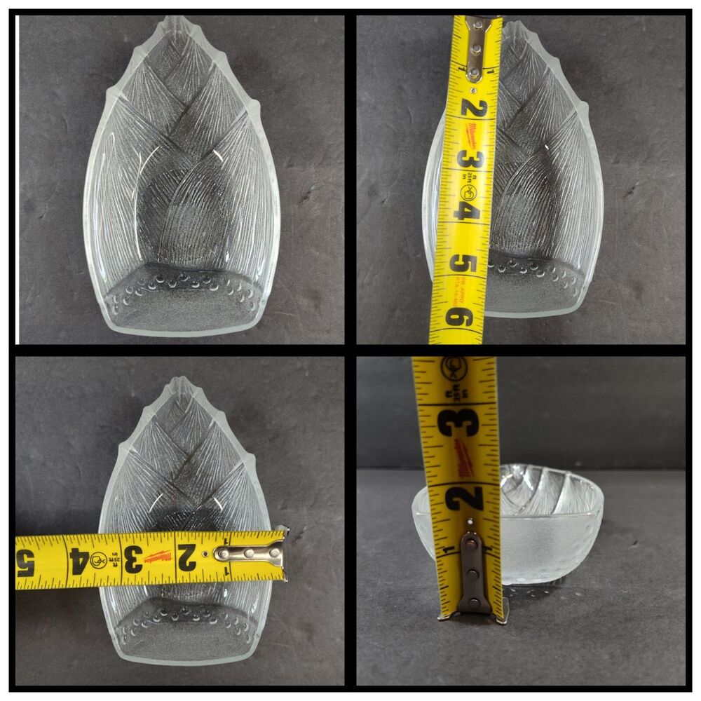 Vintage Cornhusk Shaped Glass Trinket Dish, Relish, Snack Bowl, Serveware